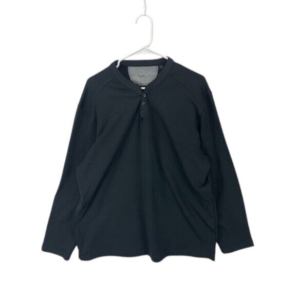 Raffi The Derek Henley Sweater Mens Black Knit Long Sleeve 3 Button Pullover XXL - Picture 2 of 9